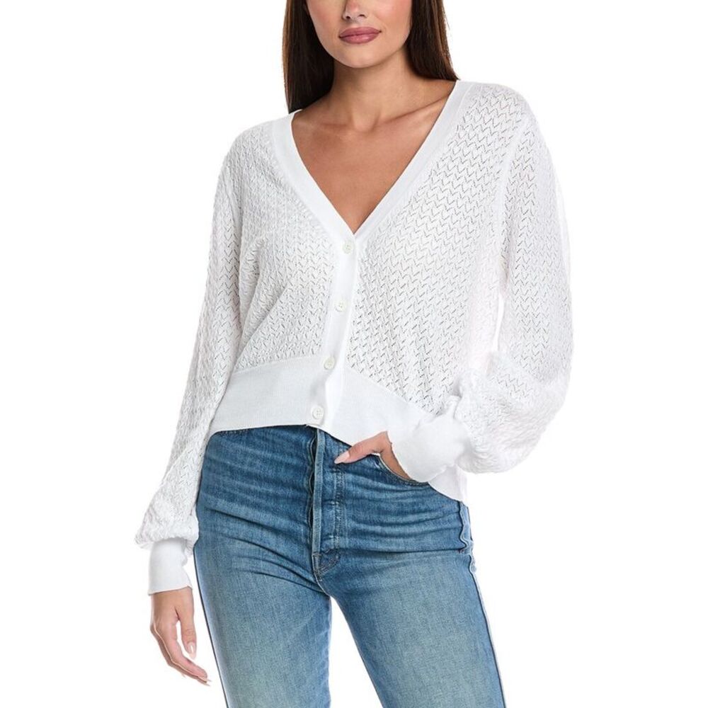 &Isla Womens  Sofia Pointelle Cardigan, White